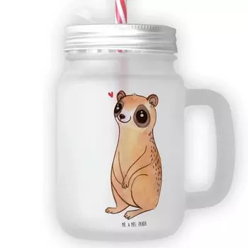 Мистер и миссис Панда Питьевая стеклянная банка Mason Jar Slow Lorikeet Happy - Прозрачный - Подарок, Милый, Хорошее настроение, Атласное стекло, Смешные высказывания, Ретро-стекло, Бокал для коктейля Mr. & Mrs. Panda, белый