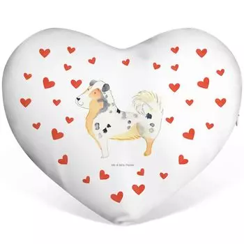Мистер и миссис Панда Подушка в форме сердца Собака Австралийская овчарка - Белый - Подарок, Австралийская овчарка, Четвероногие, Декоративная подушка, Порода собаки, Поговорка, Форма сердца, Мотив собаки, Пушистая Mr. & Mrs. Panda