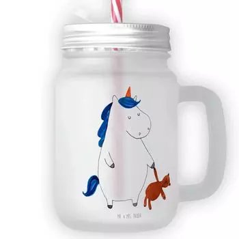 Мистер и миссис Панда Стеклянная банка для питья Mason Jar Unicorn Teddy - Прозрачный - Подарок, Пегас, Атласное стекло, Mason Jar, Dreaming, Соломенное стекло, Единорог, Бокал для коктейля Mr. & Mrs. Panda, белый