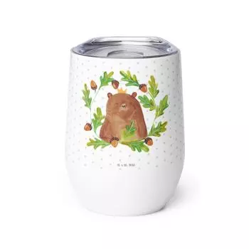 Мистер и миссис Панда Винная чашка Bear King - белая - подарок, винная чашка для путешествий, бокалы для вина, горячие напитки, винный бокал, лучший отец, чашка для питья, Тедди, чашка для глинтвейна Mr. & Mrs. Panda, белый