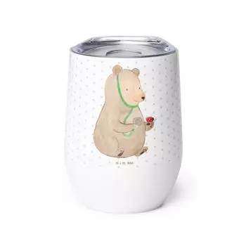 Мистер и миссис Панда Винная чашка Медведь Доктор - Белый - Подарок, Чашка для питья, Бокалы для вина, Мишка Тедди, Термочашка, Профессор, Доктор, Чашка для глинтвейна, Бокал для вина, Тедди, Профессор Mr. & Mrs. Panda