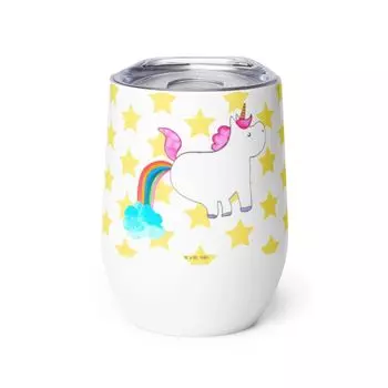 Мистер и миссис Панда Винная чашка Unicorn Farts - Белый - Подарок, Пегас, Забавный, Подруга, Термочашка, Горячие напитки, Единорог, Чашка для питья, Чашка для глинтвейна, Бокал для вина Mr. & Mrs. Panda
