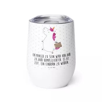 Мистер и миссис Панда Wine Cup Чемодан с единорогом - Белый - Подарок, Забавный, Забавный, Чашка для глинтвейна, Единорог, Термочашка, Чашка для глинтвейна, Чашка для вина для путешествий, Пегас Mr. & Mrs. Panda