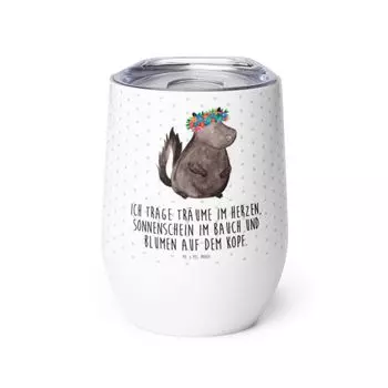 Мистер и миссис Панда Wine Cup Skunk Girl - Белый - Подарок, Бассейн, Бокалы для вина, Чашки для глинтвейна, Вонючка, Намасте, Скунс, Термочашка, Дорожная чашка для вина, Бокал для вина Mr. & Mrs. Panda