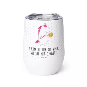 Мистер и миссис Панда Wine Cup Unicorn Artist - Белый - Подарок, Бокалы для вина, Дорожные винные чашки, Пегас, Винные чашки в пути, Единорог, Художник, Единороги, Чашки для питья Mr. & Mrs. Panda