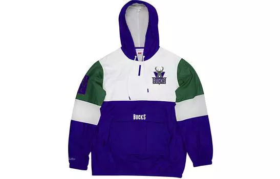 Mitchell Ness Куртка унисекс синего цвета с белыми надписями