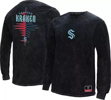 Mitchell & Ness Seattle Kraken Vintage Черная рубашка с длинными рукавами и зигзагом