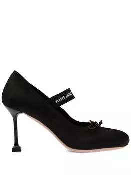 Miu Miu атласные балетки, черный