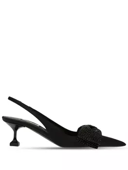Miu Miu атласные туфли с ремешком на пятке, черный