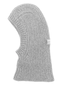 Miu Miu балаклава с логотипом, серый