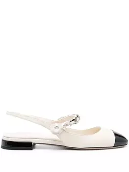 Miu Miu балетки с цепочкой, нейтральный цвет