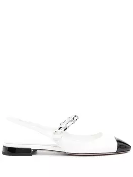 Miu Miu балетки с искусственным жемчугом, белый