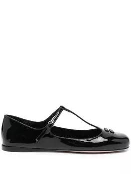 Miu Miu балетки с логотипом, черный