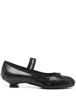 Miu Miu балетки с логотипом, черный