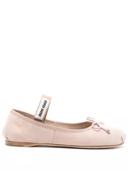 Miu Miu балетки с нашивкой-логотипом, розовый