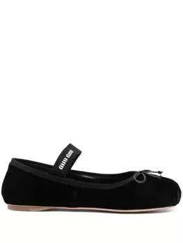 Miu Miu бархатные балетки, черный