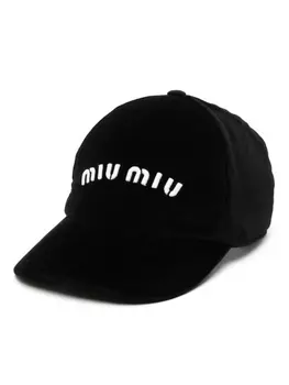 Miu Miu бейсболка с вышитым логотипом, черный