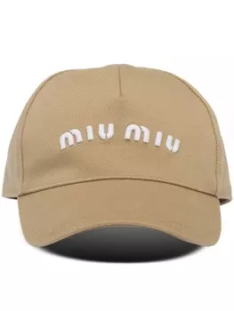 Miu Miu бейсболка с вышитым логотипом, нейтральный цвет