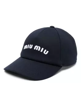 Miu Miu бейсболка с вышитым логотипом, синий