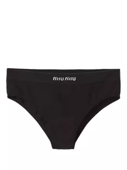 Miu Miu бесшовные трусы-брифы в рубчик, черный