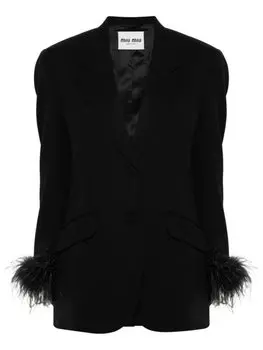 Miu Miu блейзер с перьями, черный