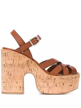 Miu Miu босоножки на платформе, коричневый