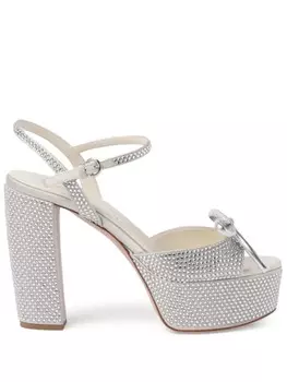 Miu Miu босоножки на платформе с кристаллами, серый