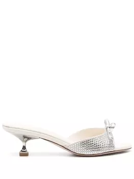 Miu Miu босоножки с кристаллами, серебристый