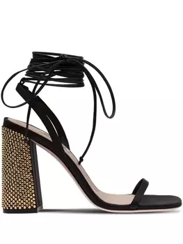 Miu Miu босоножки с завязками на щиколотке, черный