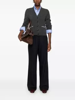 Miu Miu брюки прямого кроя в тонкую полоску, синий