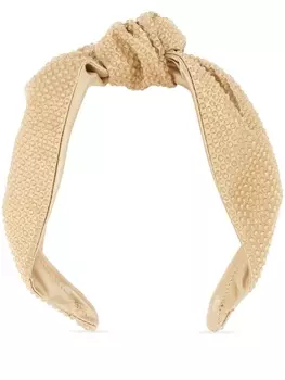 Miu Miu декорированная атласная повязка на голову, нейтральный цвет