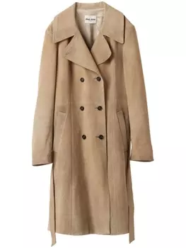 Miu Miu двубортное пальто, нейтральный цвет