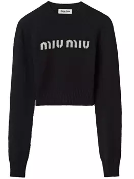Miu Miu джемпер с логотипом, черный