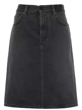 Miu Miu джинсовая юбка мини с логотипом, серый