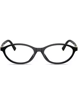 Miu Miu Eyewear очки в овальной оправе с логотипом, черный
