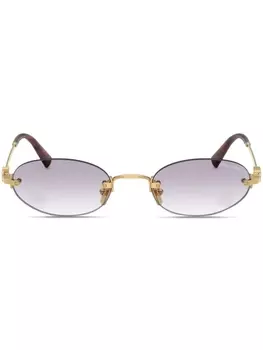 Miu Miu Eyewear солнцезащитные очки в круглой оправе, золотой