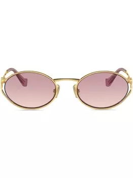 Miu Miu Eyewear солнцезащитные очки в массивной оправе, золотистый