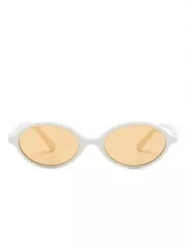Miu Miu Eyewear солнцезащитные очки в овальной оправе с логотипом, белый