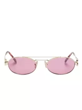 Miu Miu Eyewear солнцезащитные очки в овальной оправе с логотипом, розовый