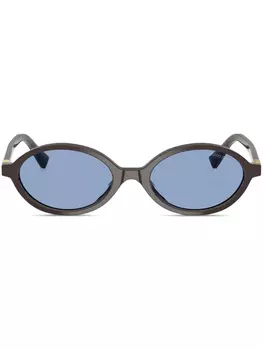 Miu Miu Eyewear солнцезащитные очки в овальной оправе с логотипом, коричневый