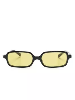 Miu Miu Eyewear солнцезащитные очки в прямоугольной оправе с логотипом, черный