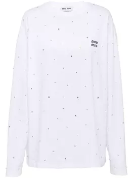 Miu Miu футболка Diamante с длинными рукавами, белый