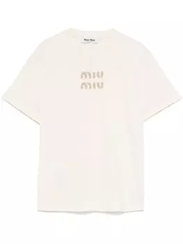 Miu Miu футболка с круглым вырезом, нейтральный