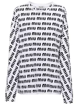 Miu Miu футболка с логотипом, белый