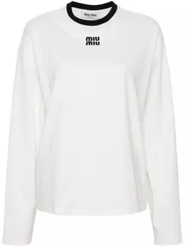 Miu Miu футболка с логотипом, белый