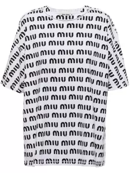Miu Miu футболка с логотипом, белый
