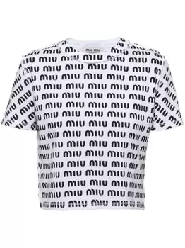 Miu Miu футболка с логотипом, белый