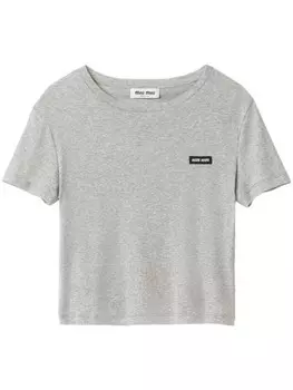 Miu Miu футболка с логотипом, серый