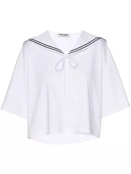 Miu Miu футболка с вышивкой, белый