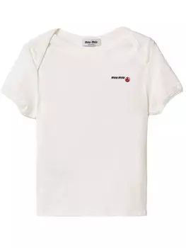 Miu Miu футболка с вышивкой из коллаборации с Petit Bateau, белый